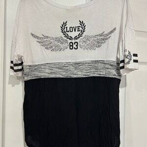 23 Lovestreet size large white and black shirt.